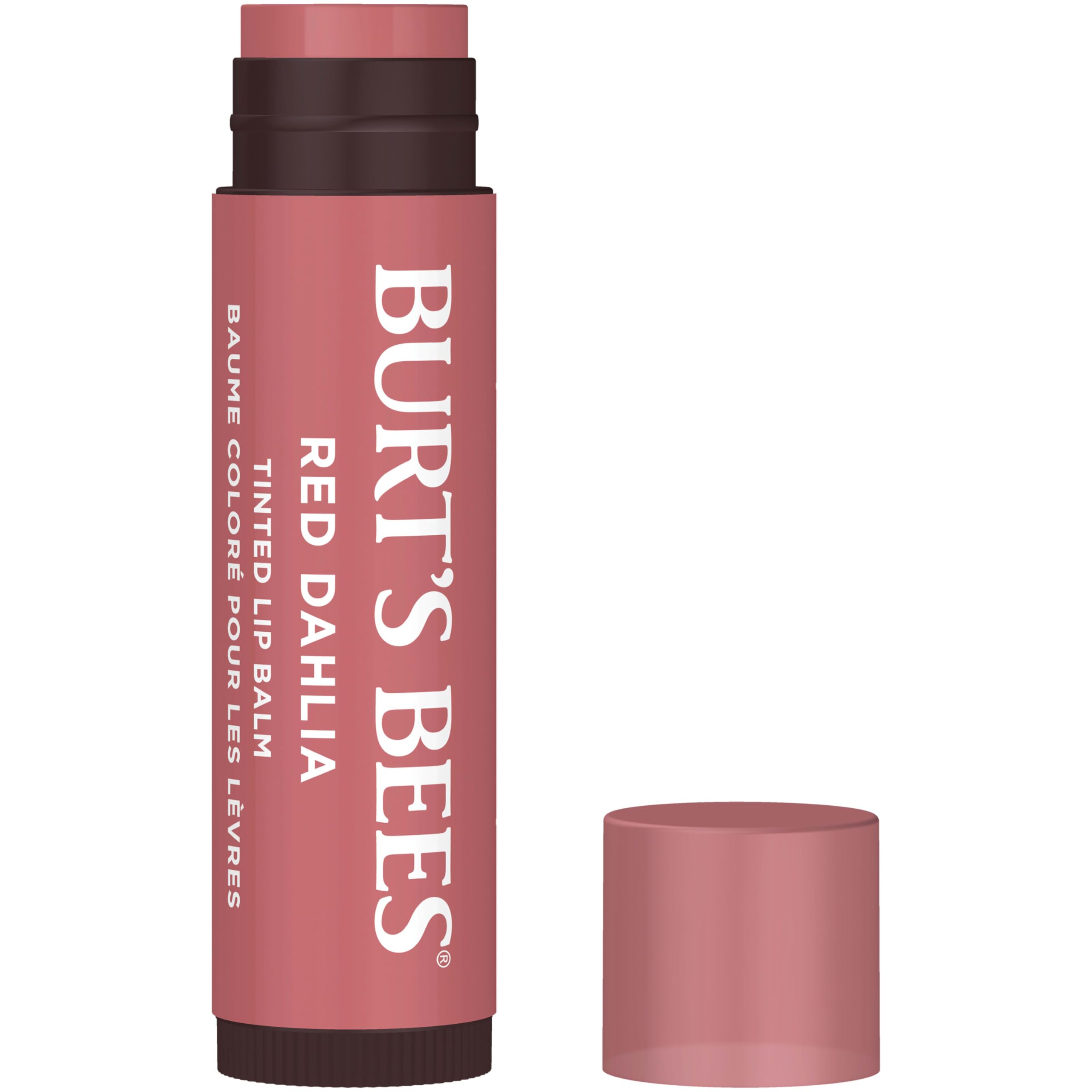 Burt's Bees Lip Tint Balm, Long Lasting 2 in 1 Duo Tinted Balm Formula, Color Infused with Hydrating Shea Butter for a Natural Looking Buildable Finish, Red Dahlia, 1 Tube
