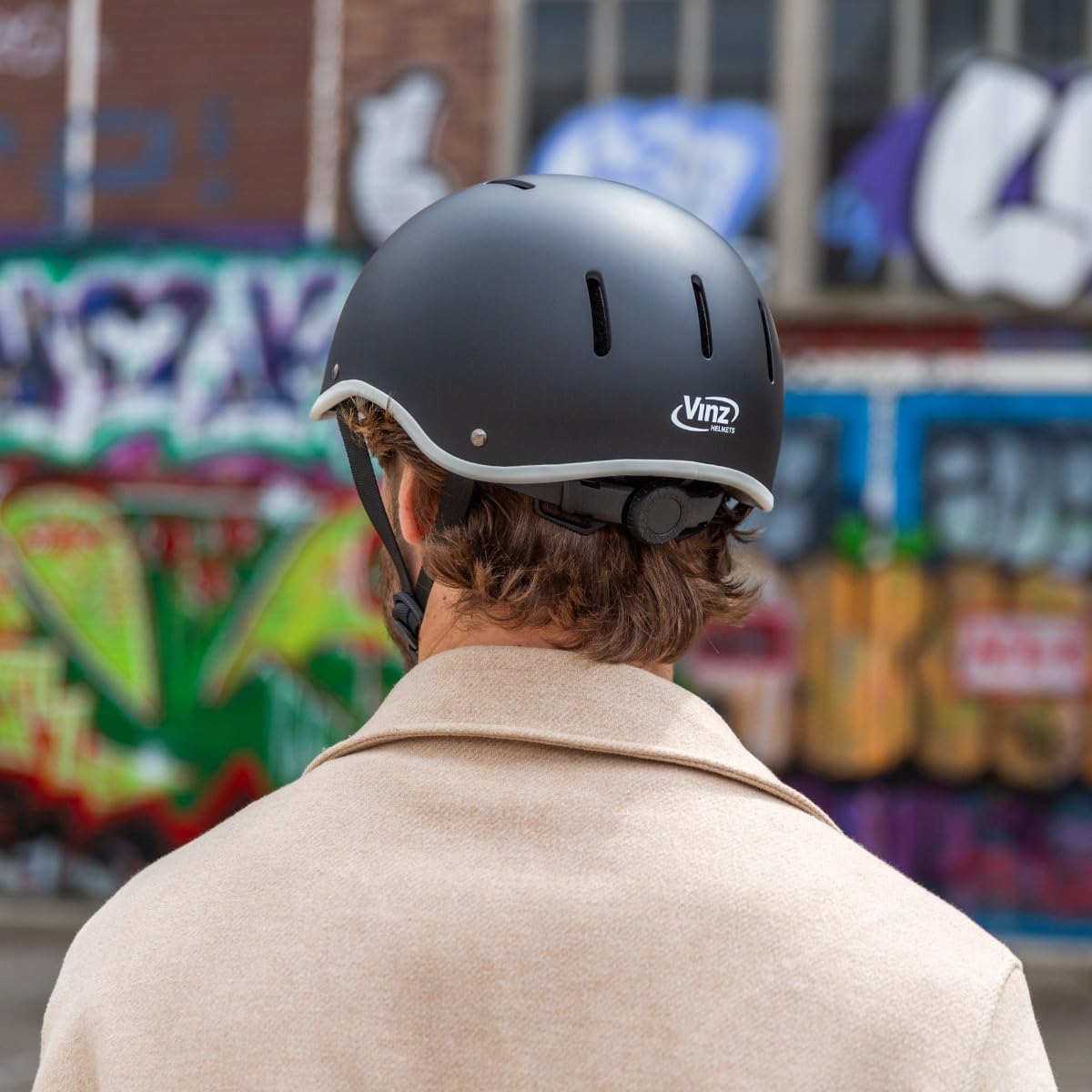 VINZ Aragon Fahrradhelm | Robuster Stadthelm für den Stadtverkehr | Leicht & Individuell Anpassbar | Urban Fahrrad Helm Für Erwachsene - Matt Schwarz 7