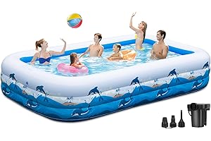 BEFAMALI Large Inflatable Pool with Pump - 130'' x 72'' x 22'' Family Swimming Pool for Adults, Blow Up Pool for Backyard, Garden, Outdoor, Summer Water Party
