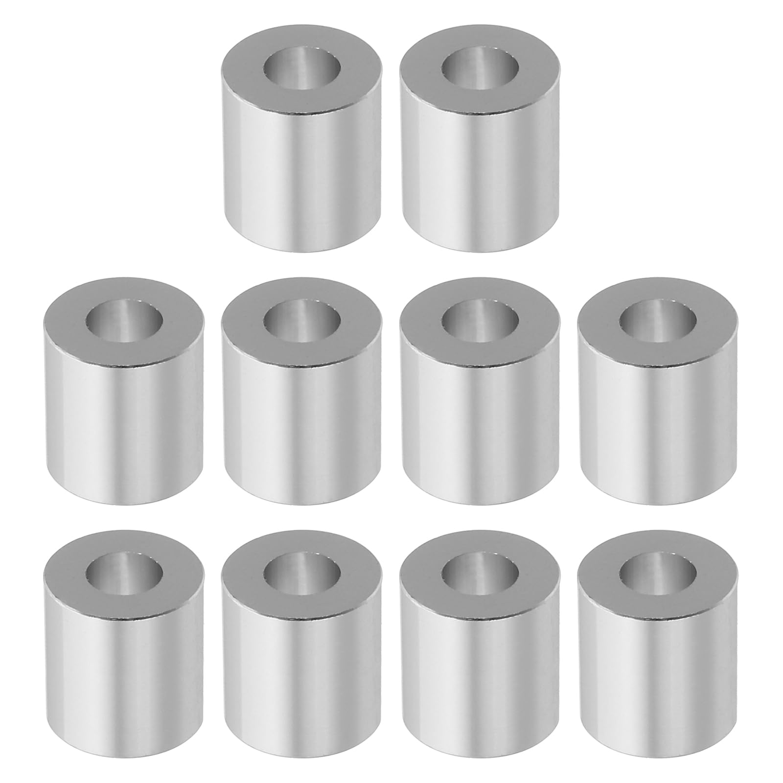 PATIKIL M6 Aluminum Spacers, 10 Pcs Metal Spacer Aluminum M6 X1/2"OD X1/2"L Aluminum Spacer Screw Standoff Round for 1/4" or M6 Screw Bolts, Silvery
