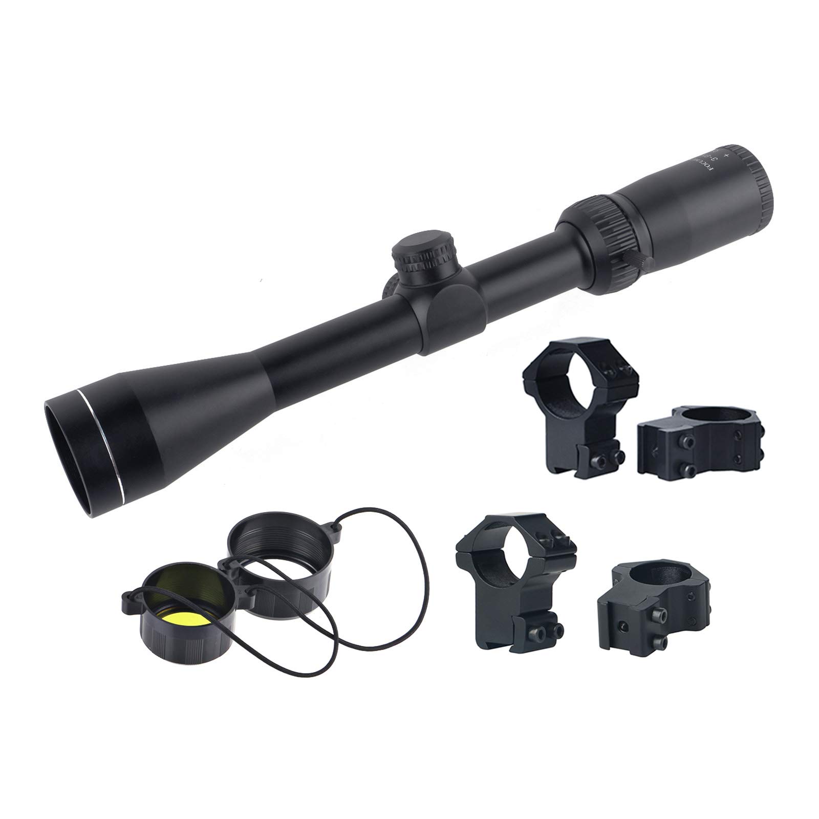 ToopMount Tactical Riflescope 3-9X40 Optical Sight 1 / 4MOA 1 inch Scope with 11mm/21mm Mounting Rings for Outdoor Sports