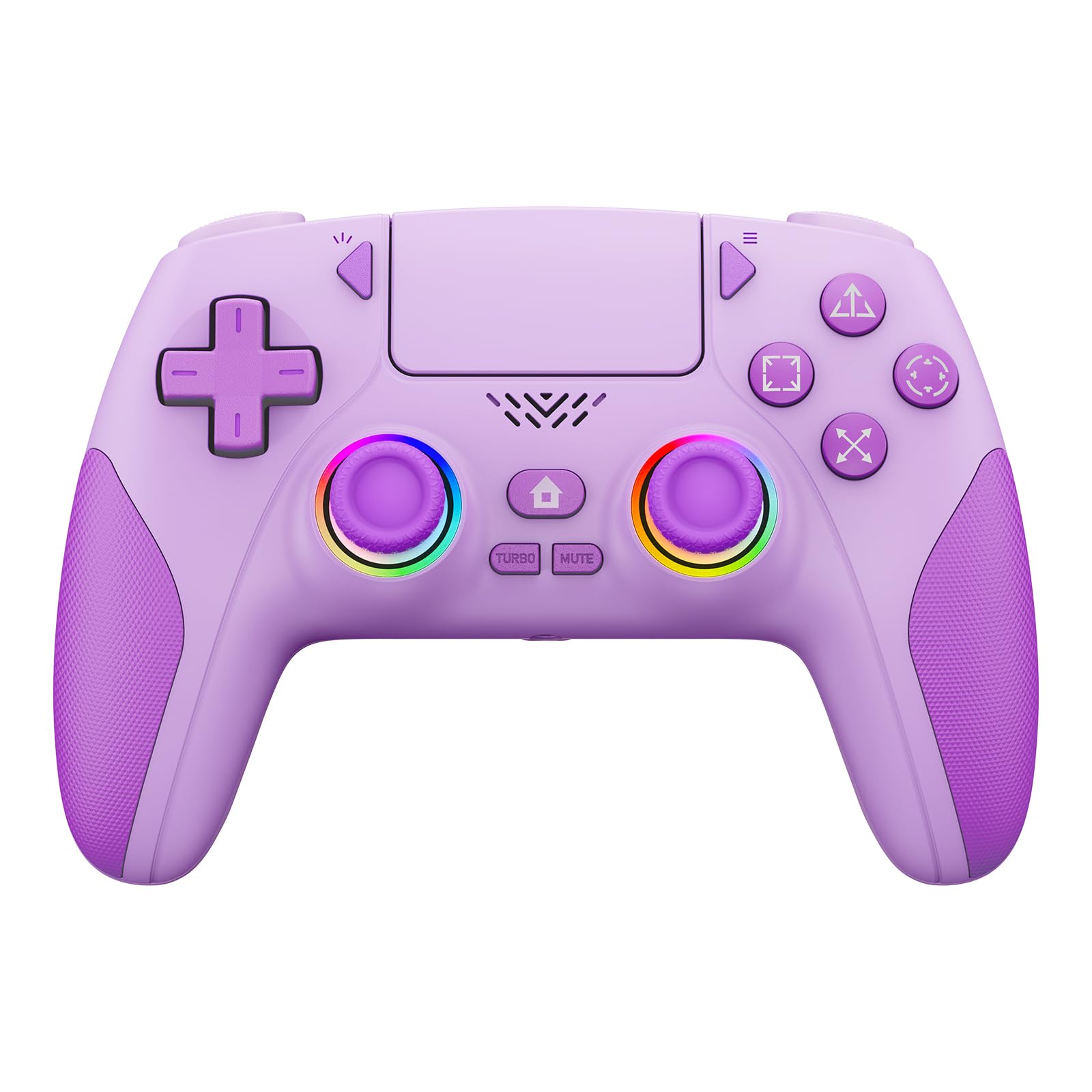 Photo 1 of IWGAME RGB Wireless Controller for PS-5/PC, Hall Effect Joysticks & Triggers Gamepad with programmable/Remap/Turbo Functions, Dual Vibration, 3.5MM Audio Jack(Purple)