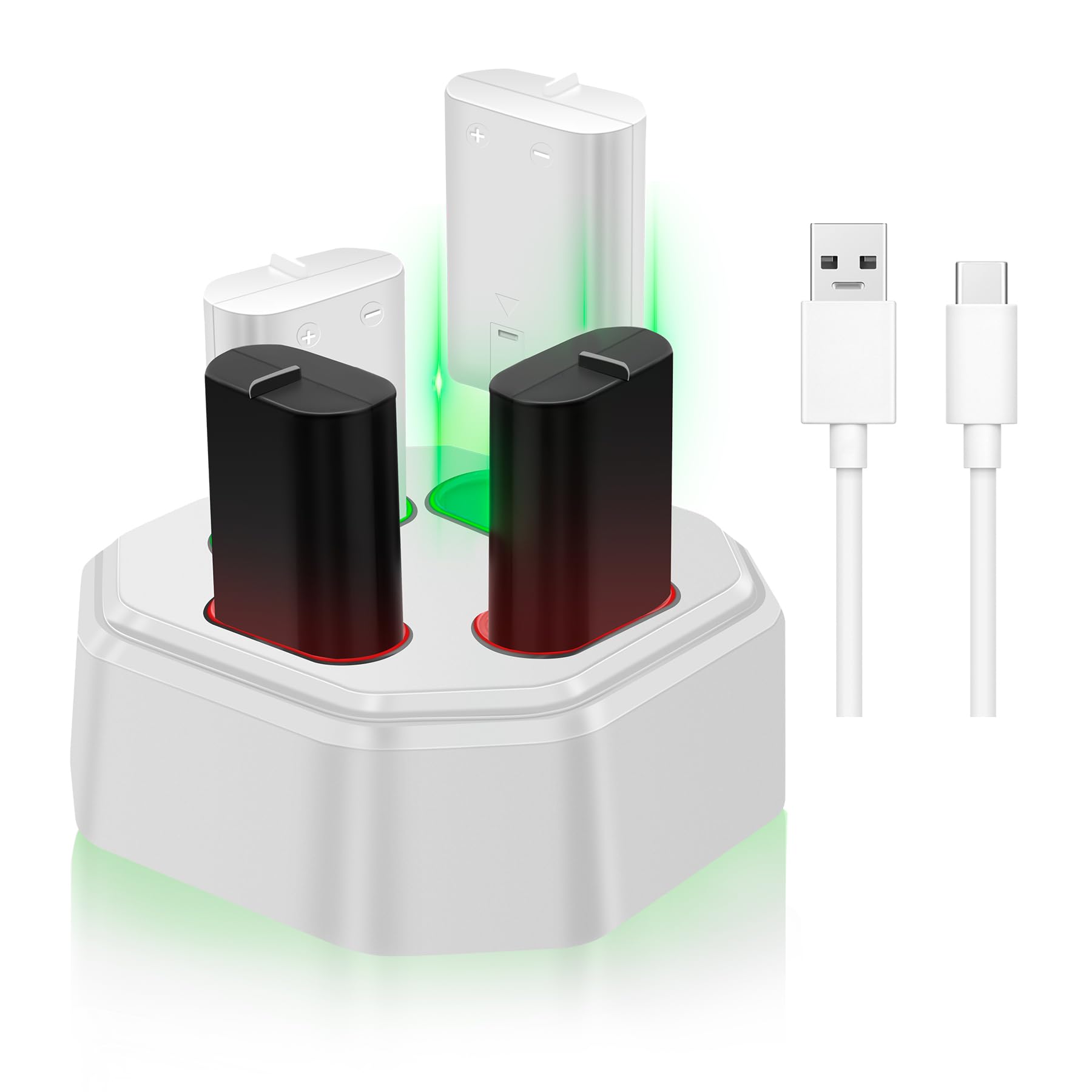 Fukuai Rechargeable Xbox Controller Battery Packs with Charging Station,4x3600mWh Xbox Controller Battery for Xbox Series X/S/Xbox One/Elite Controllers