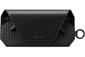 VULKIT Portable Leather Eye Glasses Case for Women & Men, Slim Sunglass Case, Unisex Eyeglass Case, Fit Most Standard Glasses