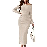 MITILLY Fall Long Sleeve Dress for Women Formal One Shoulder Bodycon Ruched Wedding Guest Midi Dresses