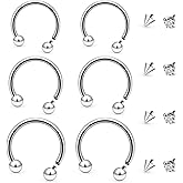 Hnxnskt 16G Horseshoe Septum Rings Surgical Steel Septum Piercing Jewelry Internally Threaded Helix Tragus Daith Earring Hoop Eyebrow Smiley Lip Rings for Women Men 8mm 10mm 12mm