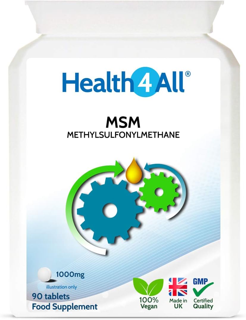MSM (Methylsulfonylmethane) 1000mg 90 Tablets Natural Sulfur. Made by