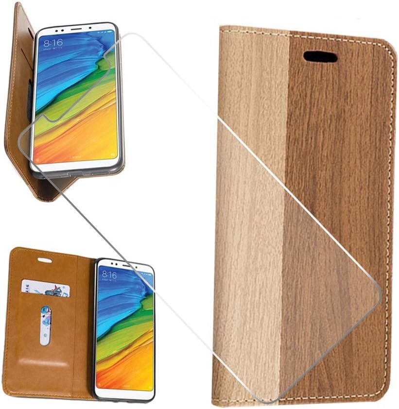 KJYF Wallet Case + Tempered Glass Screen Protector for Nokia 2.3 (6.20"), Flip Shell PU Leather Phone Cover Protective Compatible with for Nokia 2.3 (6.20").