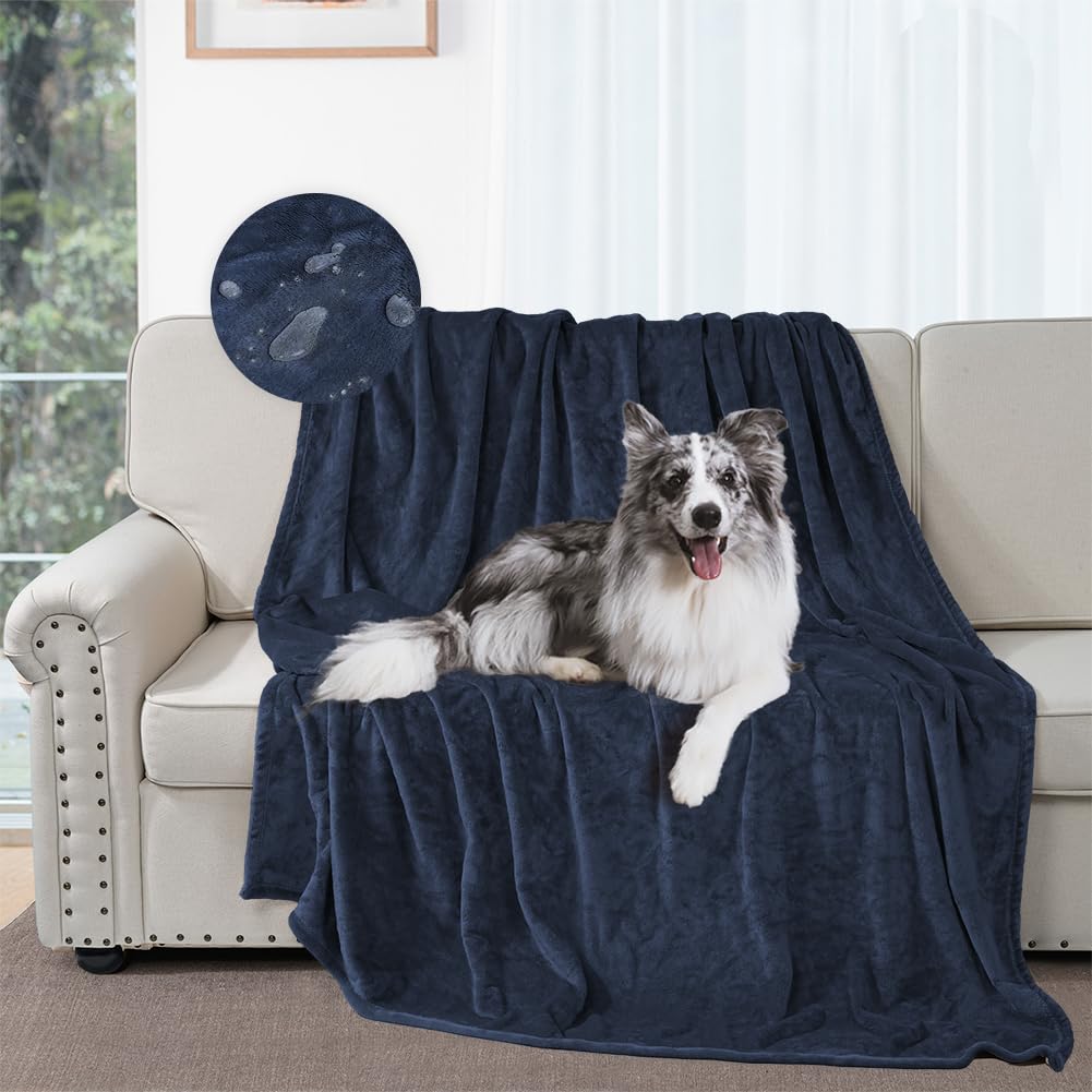 DUJUIKE Waterproof bed blanket, Flannel soft and skin friendly 100% Waterproof blanket, Suitable for mattress and sofas protectors, dog blankets, outdoor blankets (Royal blue, 102x152cm)