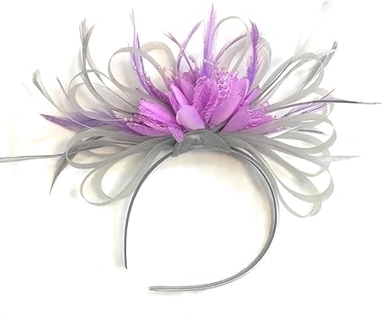 Silver Grey And Lilac Light Purple Net Hoop Feather Hair