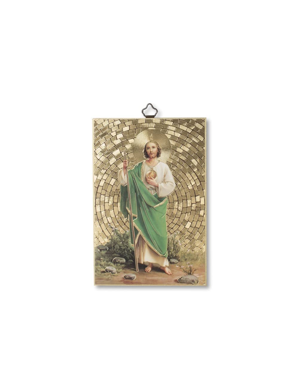 BONELLA BROTHERS Bonella Brothers | Sacred picture on 8mm poplar MDF wood with gold foil mosaic of Saint Jude with prayer on the back 10 x 15 cm | Made in Italy