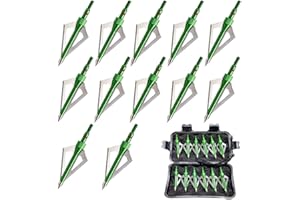 EOOENOON Archery 3 Blades Hunting Broadheads 100/125 Grains Screw-in Arrow Heads Arrow Tips Compatible with Crossbow and Compound Bow + 1 PK Broadhead Storage Case