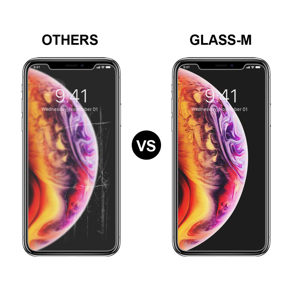 GLASS-M [2 Pack] Tempered Glass Screen Protector Compatible with iPhone XS Max 6.5 inch, [Not Full Cover] Case Friendly Screen Protector Film