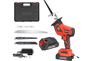 SCHTUMPA 21V Cordless Reciprocating Saw (Brushless Motor),2-Speed mode Reciprocating Saw with 2Ah Battery and Charger for Wood/Metal/PVC Cuting（Compatible with Makita Battery）