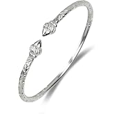 Better Jewelry West Indian 925 Sterling Silver Bangle w. Elegant Ridged Arrow Taj Mahal Ends, 1 piece