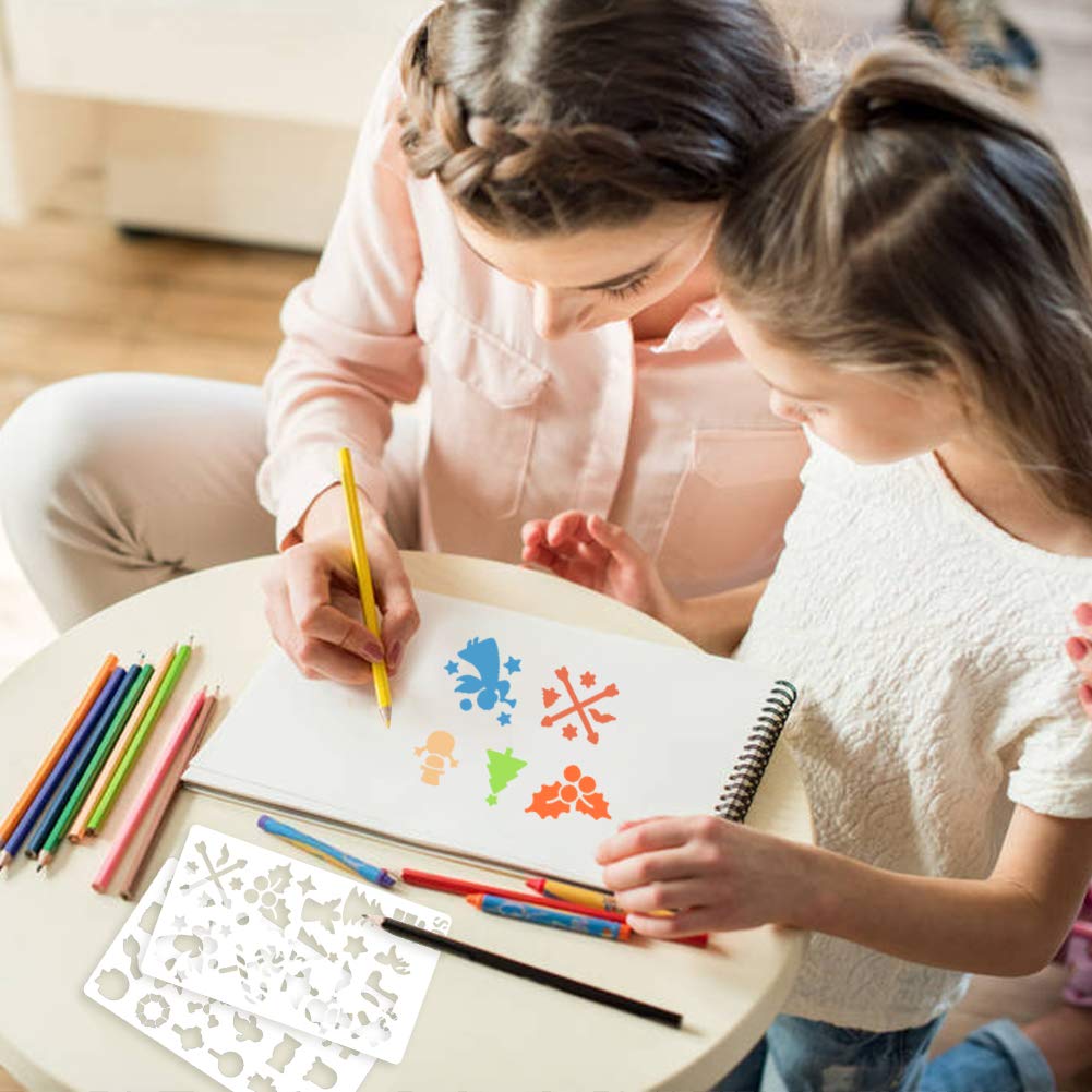 Koogel 24 Blätter Zeichenschablonen, Schablonen Set zum Nachzeichen für Bullet Journal, Scrapbooking, Textilgestaltung, Gästebuch, DIY Geschenkkarten