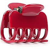 MAORULU 2.2 Inch Medium Acetate Hair Claw Clip for Women, Small Jaw Clips for Thin and Medium Hair – Cherry Red