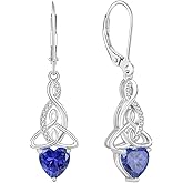 Rocayi Infinity Celtic Knot Earrings 925 Sterling Silver Dangle Drop Leverback Earrings Birthstone Jewelry Gifts for Women