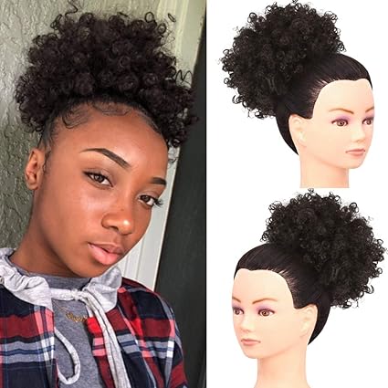 Leosa High Puff Afro Ponytail Drawstring Short Afro Kinky Curly