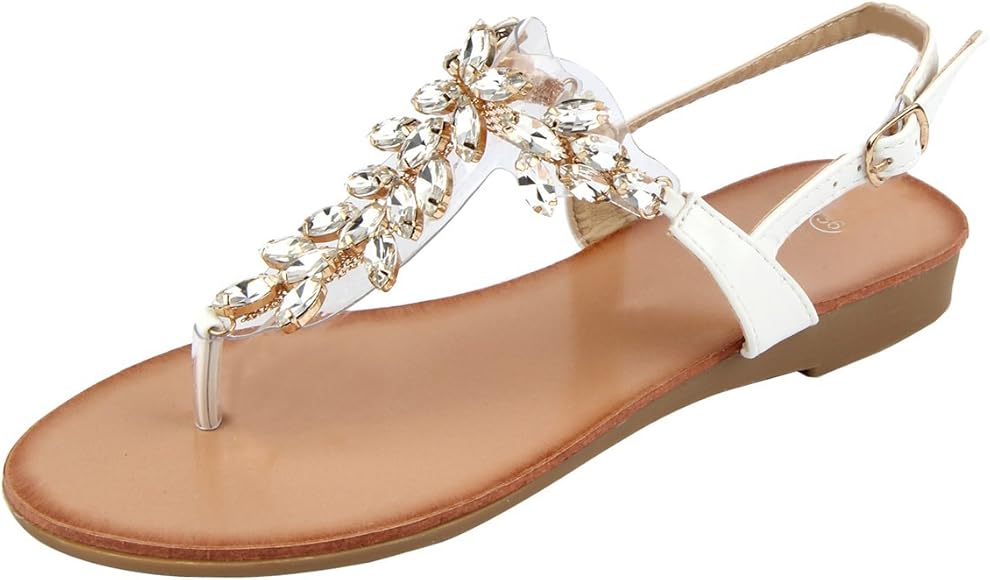 rhinestone flat sandals women's shoes