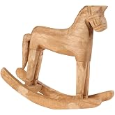 VOSAREA 18x6x18cm Wooden Rocking Horse Table Decoration Craft Home Art Furnishing