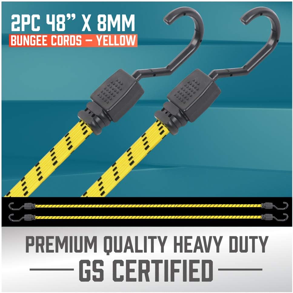 HORUSDY 34-Piece Premium Bungee Cords Assortment Jar, Includes 10”, 18”, 24”, 32”, 40”, 48” Bungee Cords, 15” Rubber Cargo net, 8”Canopy/Tarp Ball Ties and Crocodile Mouth Tarp Clips: Kitchen & Dining