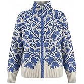 Womans Cozy Knit High Neck Turtleneck Sweater – Vintage Floral Graphic Long Sleeve Casual Pullover Top