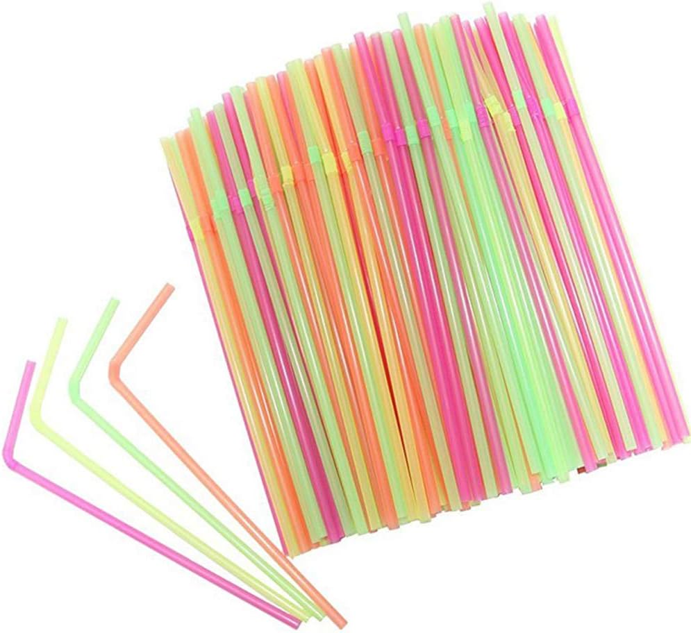 Tmacok 100pcs Disposable Drinking Straws Plastic Drinking Straws