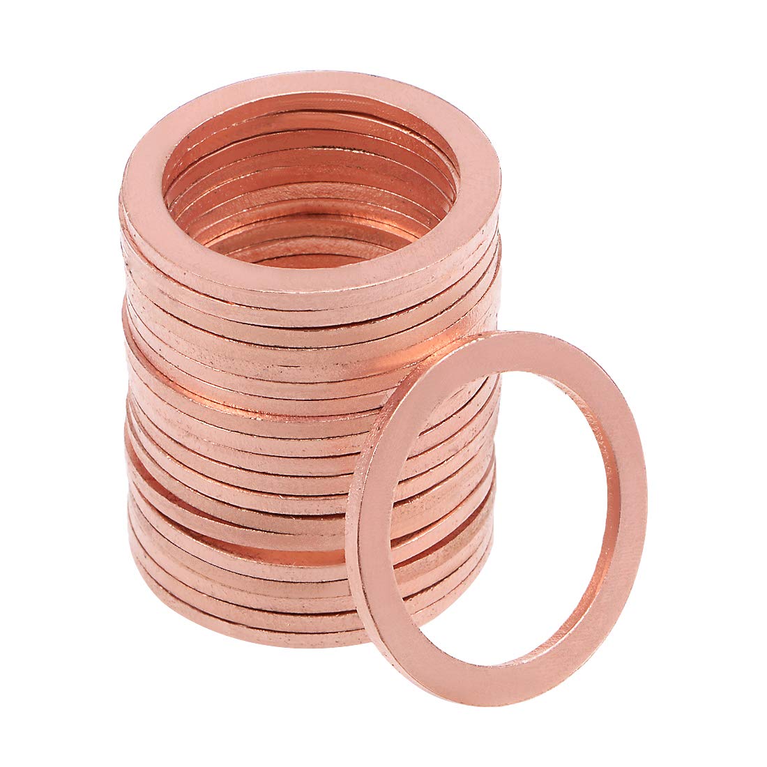 sourcing map 20Pcs 20mm x 26mm x 1.5mm Copper Flat Washer for Screw Bolt