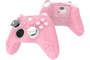 PlayVital Cute Silicone Controller Skin for Xbox Series X/S - Cherry Blossoms Kitten Anti-Slip Grip Protector W/Thumb Grips &