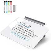 TSJ OFFICE Small Desktop Whiteboard - Glass Dry Erase Board 8 X 6 Inches Tabletop Easel Whiteboard with Stand, Desk Board Buddy for Artist, Teacher and Student