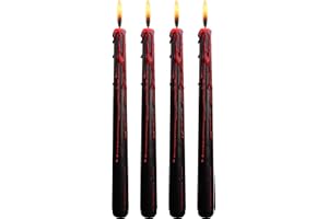 Viyffo Vampire Tears Taper Candles 10 Inch Set of 4 Unscented, Smokeless Long Tall Black Tapered Candle Sticks for Home, Spooky Decor Gothic