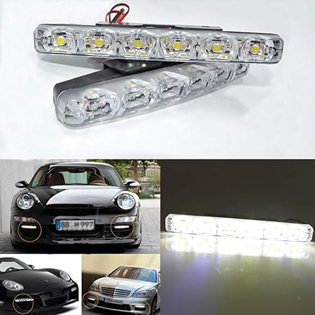 Amazon Eaglerich 2ピース ユニバーサル スモール ハープーン 車 自動車 6 Led デイライト 安全運転 Drl 昼間 ライト ランプ クリアランスランプ 車 バイク