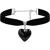 Sacina Black Heart Choker, Heart Necklace, Gothic Goth Vintage Necklace, Valentine Gift, Christmas Jewelry Gift for Women