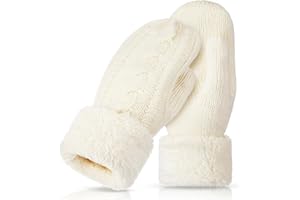Geyoga Winter Warm Mittens for Women Cozy Thick Knitted Gloves Soft Lining Cold Weather Accessories Gifts
