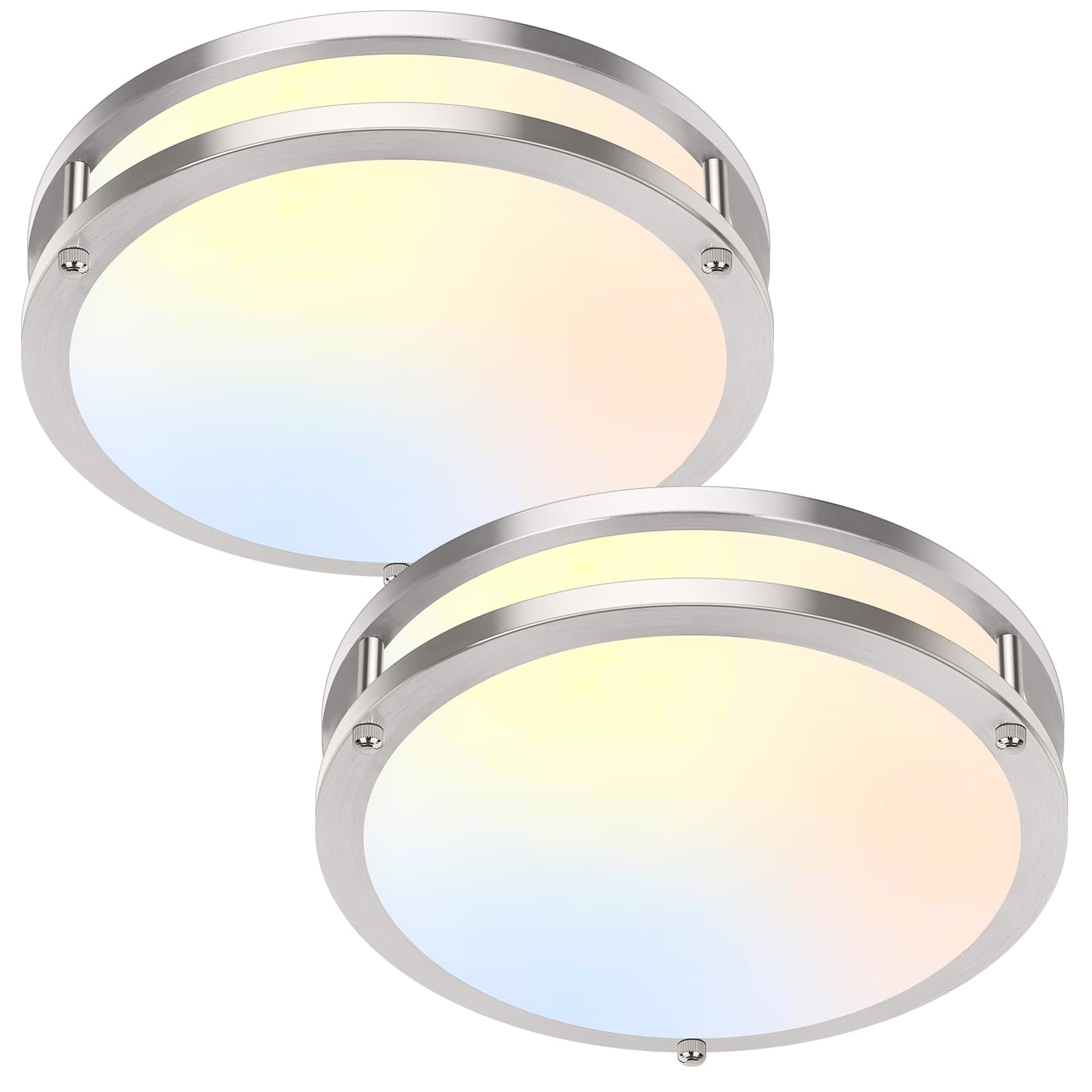 Photo 1 of Brightever LED Ceiling Light Fixture, 30W 4000LM Modern Flush Mount Ceiling Lamps Dimmable, 2700K-6500K Adjusted 10 Inch Super Bright Bedroom Ceiling Lights for Kitchen Hallway, Brushed Nickle, 2-Pack