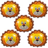 HORUIUS Lion Balloons Lion Shaped Foil Mylar Balloons for Woodland Animals Theme Birthday Party Supplies Decorations 5PCS