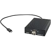 Sonnet Solo10G SFP+ Thunderbolt 10GbE Optical Ethernet Adapter Mac Windows | 10GBASE-SR optical transceiver included; fiber links up to 300m; 1GbE support; iPad Pro compatible