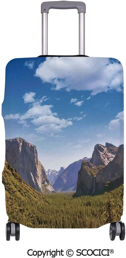 SCOCICI Anti-scratch Baggage Luggage Cover Protector Yosemite El Capitan and Half Dome in National Parks US Summertime View Multi-function Travel Suitcase Cover (Cover ONLY, Suitcase NOT Included)