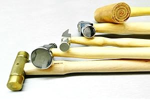 JTS Jewelry Making Hammers Chasing, Ball Peen, Watchmaker, Brass and Soft Rawhide Mallet SET 5pc