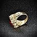 MASOP Luxury Gold Tone Engraved Mens Stainless Steel Rings with Red Ruby Garnet Color Stone Size 8-12