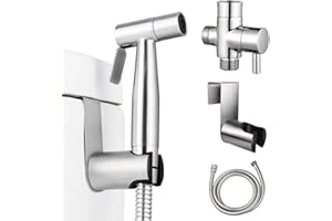 SOEKAVIA Handheld Bidet Sprayer for Toilet, Stainless Steel Handheld Sprayer Kit with Bidet Hose for Feminine Wash, Bidet Attachment for Toilet - Adjustable Water Pressure Control & Easy to Install (Silver)