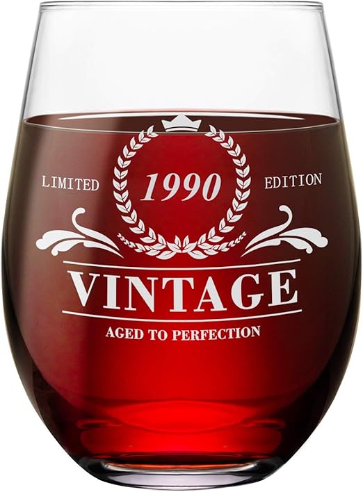 Download Amazon Com 30th Birthday Gifts For Women Men Stemless Wine Glass Vintage 1990 Gift Ideas Anniversary Wine Glass 30 Years Old Funny Gift For Mom Dad Wife Husband 16oz Wine Glasses 3D SVG Files Ideas | SVG, Paper Crafts, SVG File