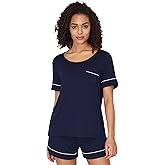 GYS Bamboo Viscose Women's Pajama Sets Short Sleeve Crew Neck 2 Piece Pajama Set for Women