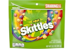 SKITTLES Sour Chewy Candy, Sour Candy Bulk, Sharing Size, 13.7 Oz Bags, Pack of 6, Tangy Fruit Flavors (Strawberry, Lime, Lemon, Orange & Grape), For Parties & Snacking