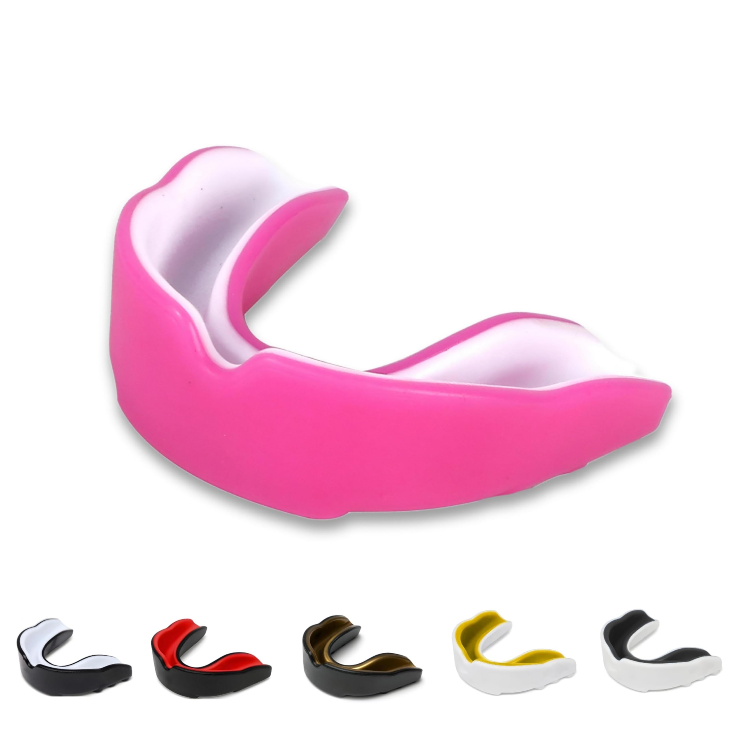 SKT SOUQ Sports Mouth Guard, Adults and Junior Gum Shield with case,Mouthguard for Jaw Protection in Contact Sports,Boxing,MMA Rugby,Karate and Martial Arts (Pink/White, Junior Below 11 Years)
