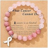 Pingyongchang Breast Cancer Awareness Bracelets for Women What Cancer Cannot Do Bracelet Inspirational Pink Ribbon Cancer Stone Beaded Encouragement Gift