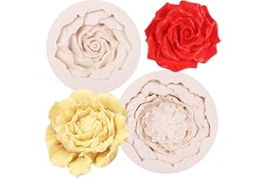 Muyulin 3D Large Flowers Peony Candle Mold, 2 Packs Rose Chocolate Silicone Molds for Cake Decoration, Rose Clay Fondant Hand