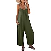 Aedvoouer Womens Jumpsuits Overalls Summer Casual Sleeveless Loose Wide Leg Adjustable Straps Rompers with Pockets