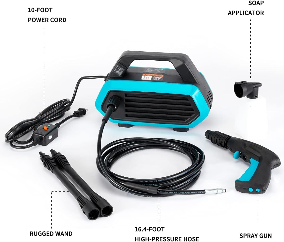 MELLCOM 1500PSI Pressure Washer 1.58GPM Electric Power Washer with Nozzle/ Spray Gun Wand high-Pressure Hose Leak-Proof Power Cord, Car Washer with Garden Connector Detergent Bottle : Garden & Outdoor